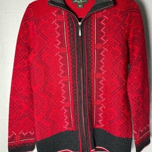Eddie Bauer Red and Black Zip Up Sweater